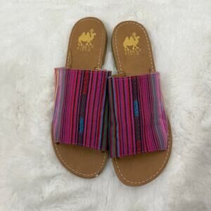 Women's Camel Multicolor Slip On Sandals Boho Size‎ 8
